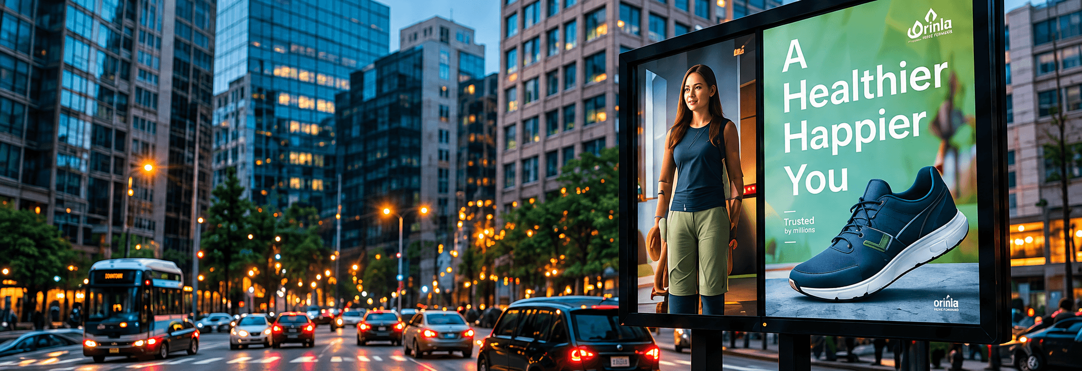 Advertiser display in a busy city street