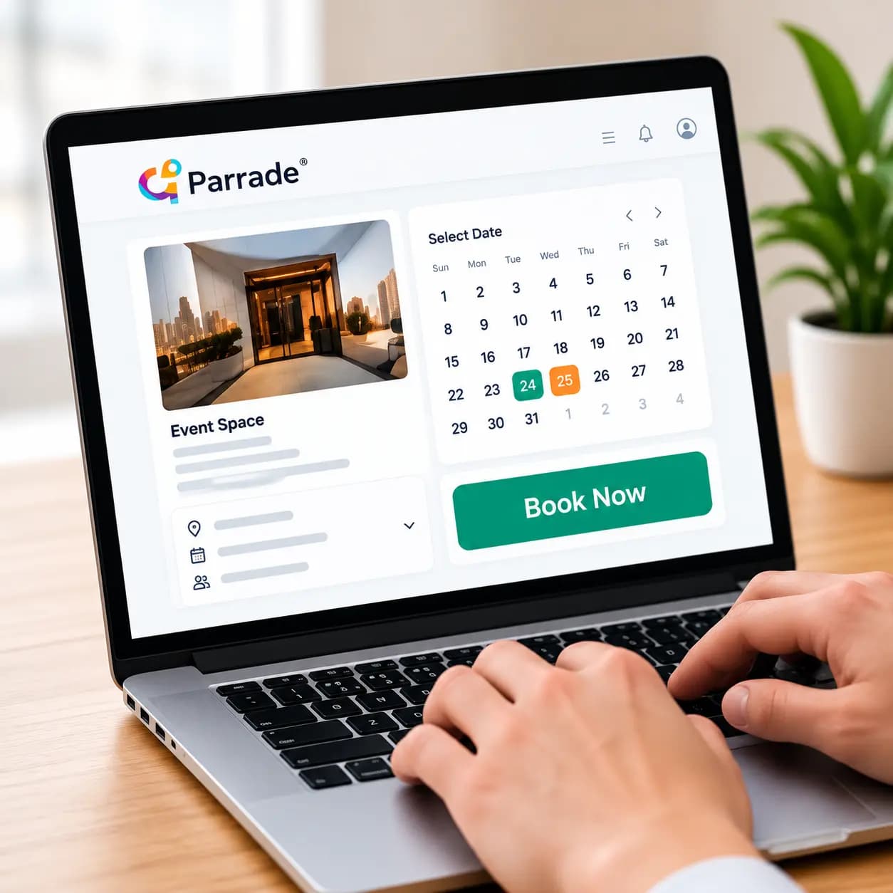 Parrade booking calendar on a laptop