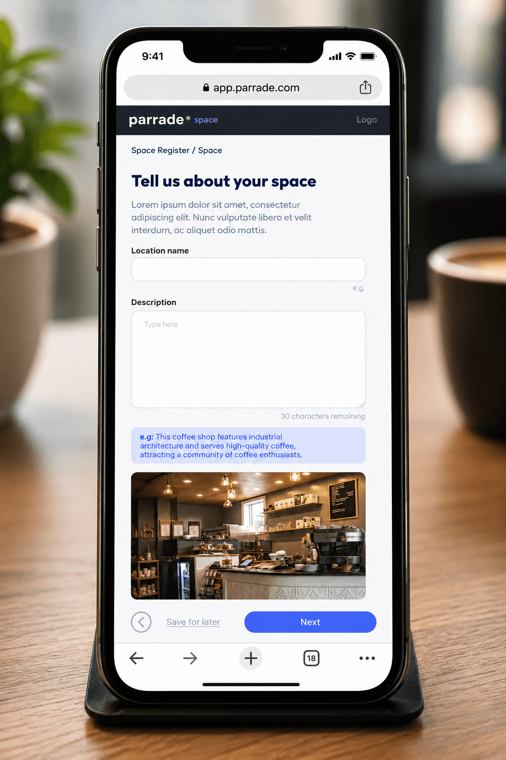 Upload photos, select location, media type, size, and set your price.